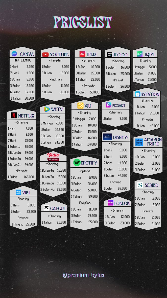 yang lagi cari app premium, bisa langsung hubungi aku ke dm/wa ya! ✨🤗

⭒ murah bergaransi
⭒ fastresp &amp; prosesnya cepet

💸 : dana/gopay
☎️ : dm / wa.me/628891750160