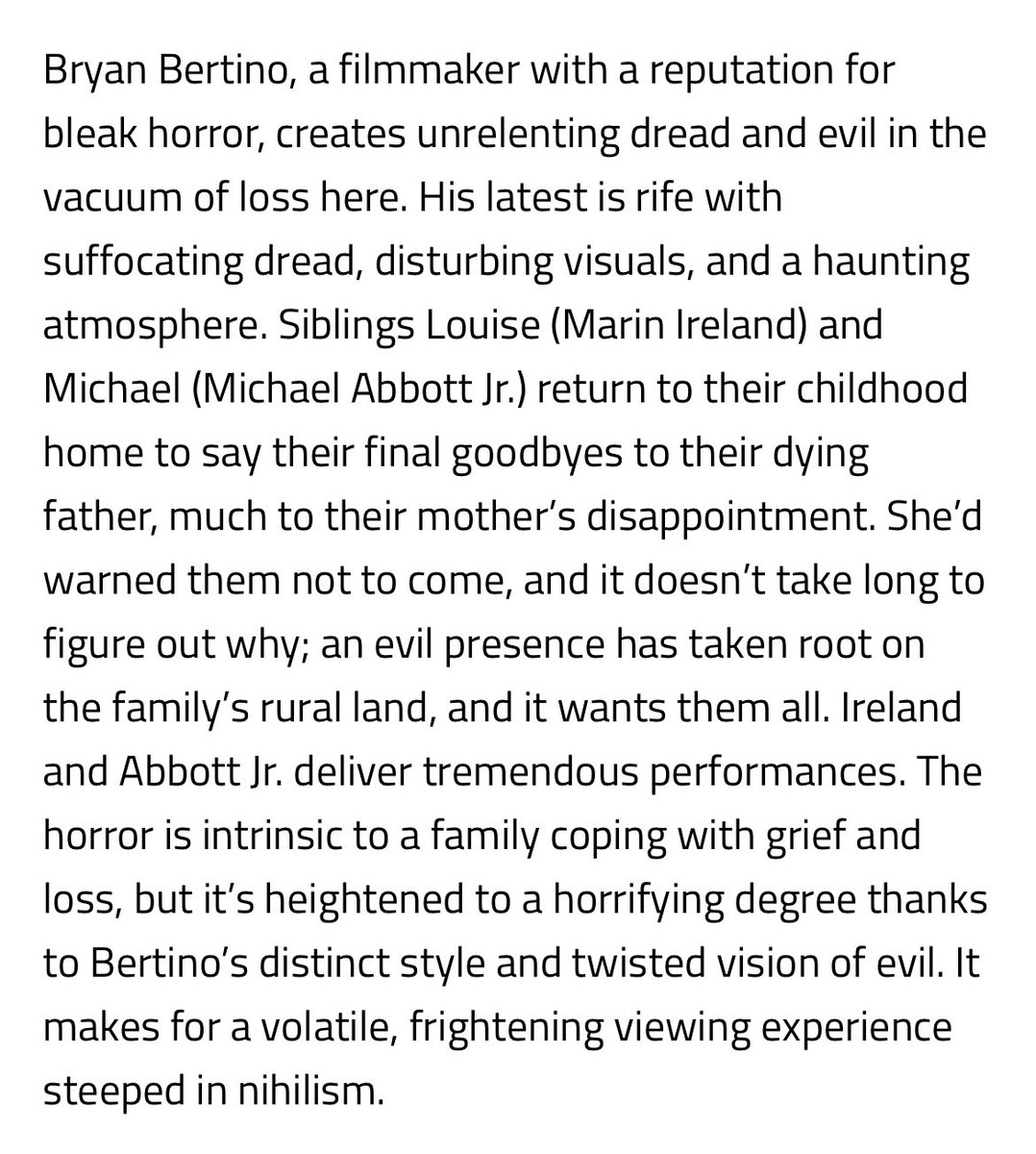 @BDisgusting #TheDarkAndTheWicked #BryanBertino #MarinIreland #MichaelAbbottJr #XanderBerkeley