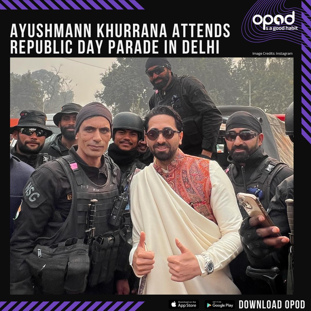 AudioOpod's tweet photo. Celebrating India's 75th #RepublicDay, #AyushmannKhurrana experienced a wave of nostalgia as he attended the live Republic Day parade in the heart of the National Capital. 

Image credits: Instagram

#opodsunakya #opodisagoodhabit https://t.co/vdgXvGi1a6