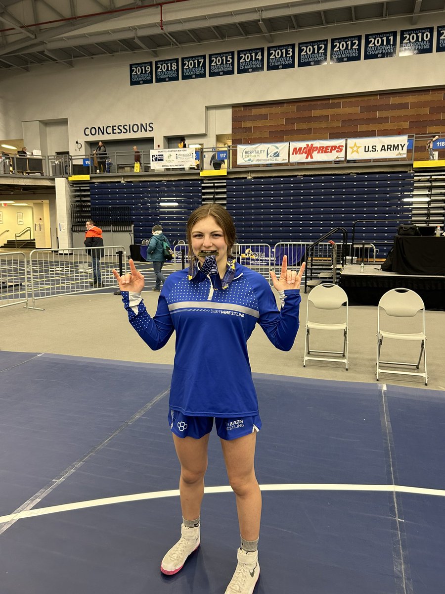 shakerwrestling's tweet photo. Congratulations to Cailan Drake on becoming Shakers FIRST NYSPHSAA GIRLS WRESTLING STATE CHAMPION. #HornsUp #FearTheBison #StayHungry #NiceForWhat #STATECHAMP 🦬🦬⚒️⚒️ https://t.co/9tCVZYR2kJ