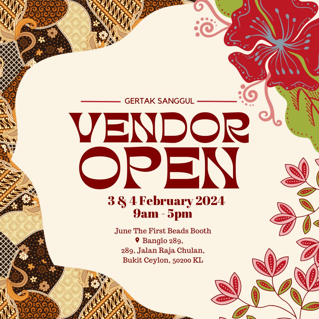 junefirstbeads's tweet photo. Hello friends,

Save your date &amp; please visit us at your convenient location &amp; time!

30 &amp; 31 Jan - Universiti Melaka
2 &amp; 3 Feb - Banglo 289, KL
10 Feb - Richiamo, Sg Wang, KL

Thank youu 💜
#karnivalcarbootsalemegaunimel #gertaksanggul #neofebsloverclub https://t.co/bGqqfu6SJ1
