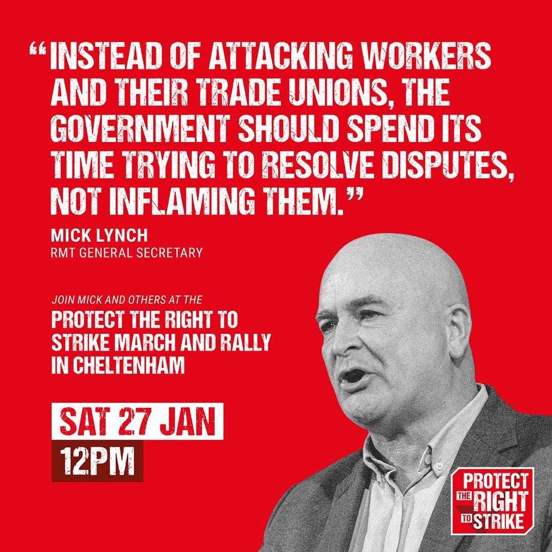 40 yrs ago Thatcher banned the #righttostrike at GCHQ This Tory Govt now want to ban the right to strike for 5.5 million workers. Instead of attacking workers & stoking hate this Govt should be supporting them. I will always support workers. Solidarity to those marching today.