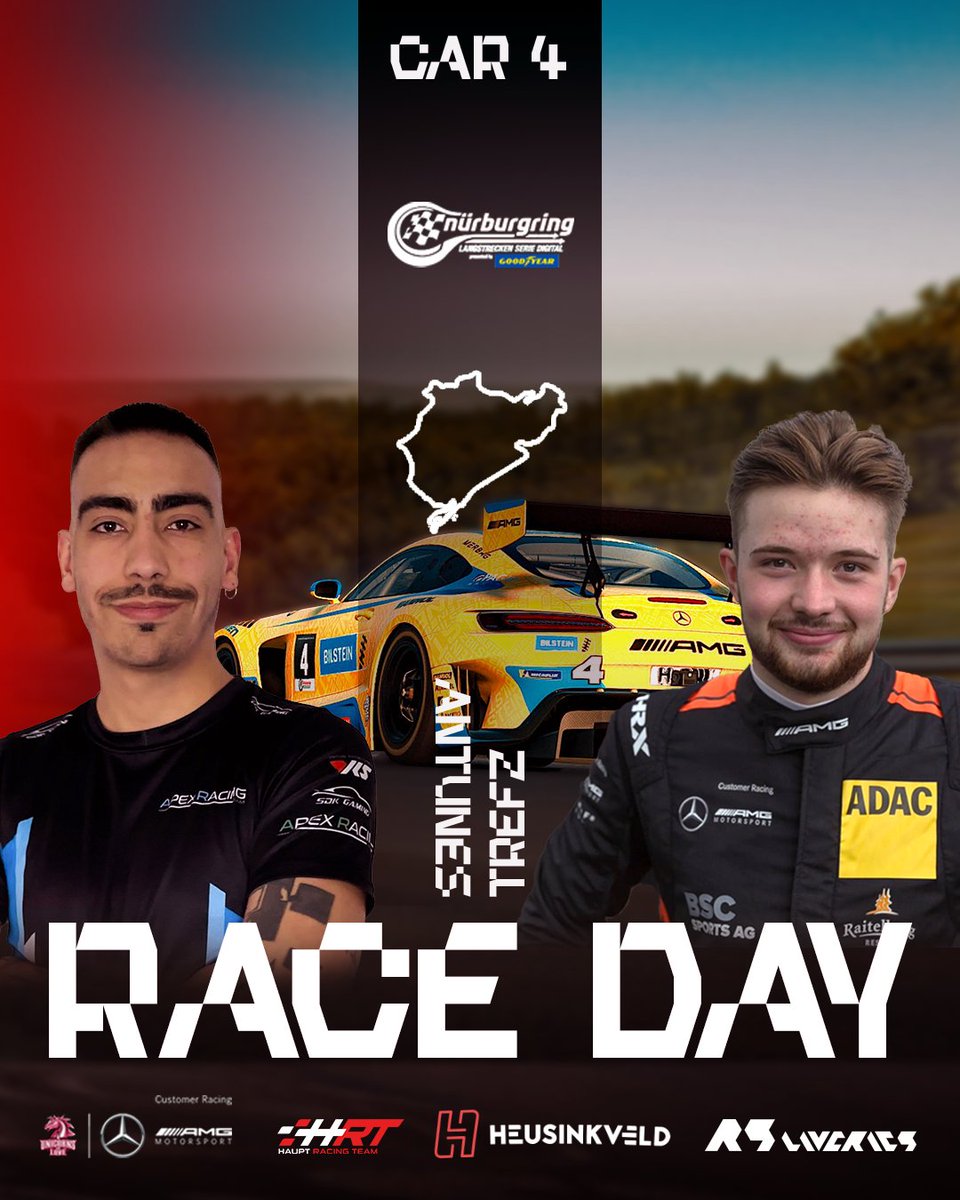 🇩🇪 After an extensive winter break, the @vln_de Digital Nürburging Endurance Series returns with a bang! 🧨 #AMGEsports #HRT 🟡 @Luci_Trefz and @Jimmy_Antunes will push in 3.5 hours at the Green Hell in the gorgeous yellow @hauptracingteam #AMGGT3. 💚 #DNLS