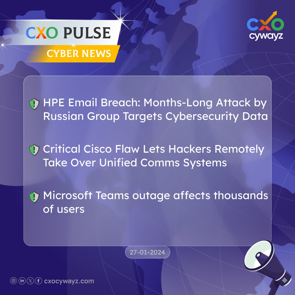 CXO PULSE Cyber News Headlines🚨

#hpe #cxocywayz #cxopulse #cisco #teams