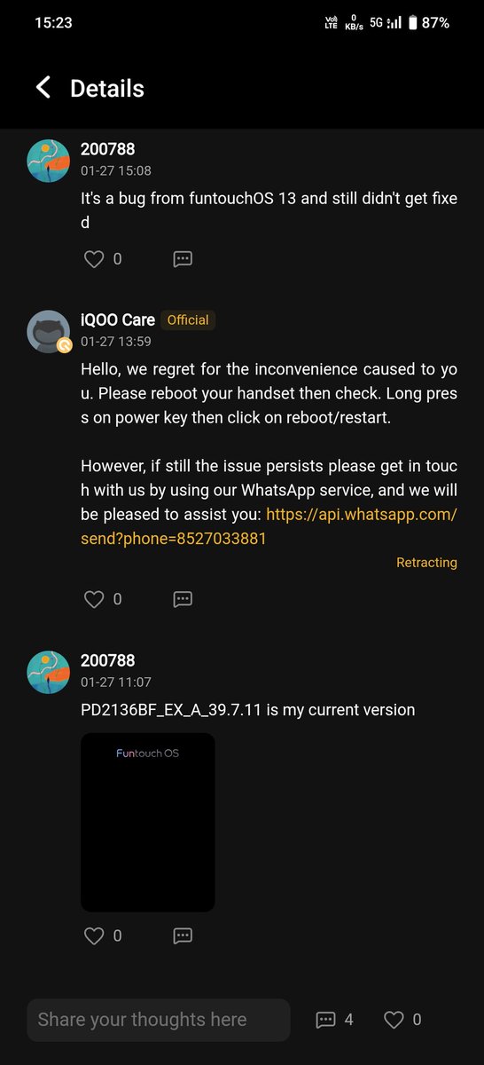 You don't take customer feedback seriously, than why you created a community app, instead of fixing the bug you reply weird and illogical
<a href="/IqooInd/">iQOO India</a> <a href="/FuntouchOS_IN/">OriginOS</a>