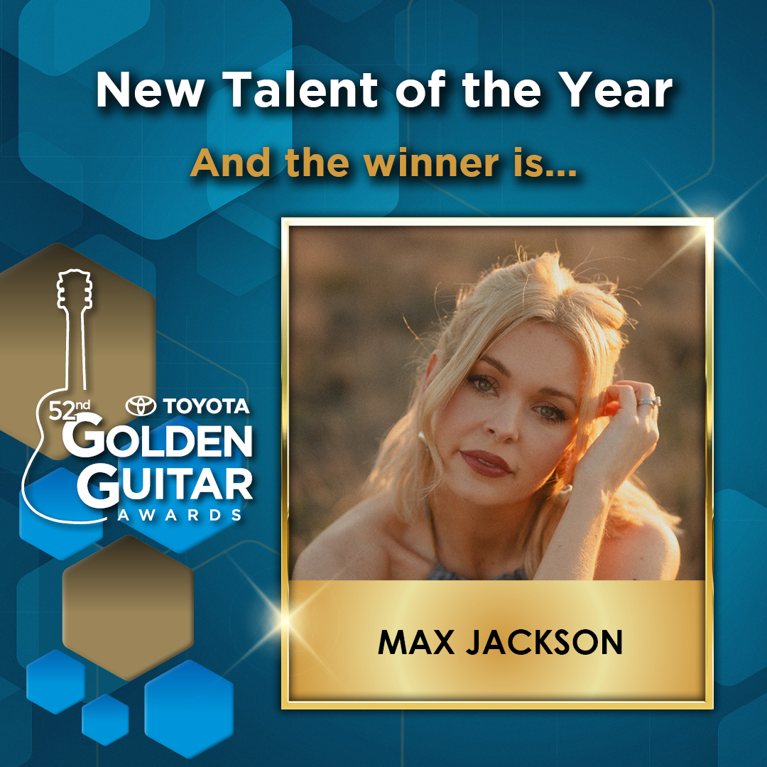 Taking out the Golden Guitar Award for New Talent of the Year in 2024 is Max Jackson! #GoldenGuitars #TCMF2024