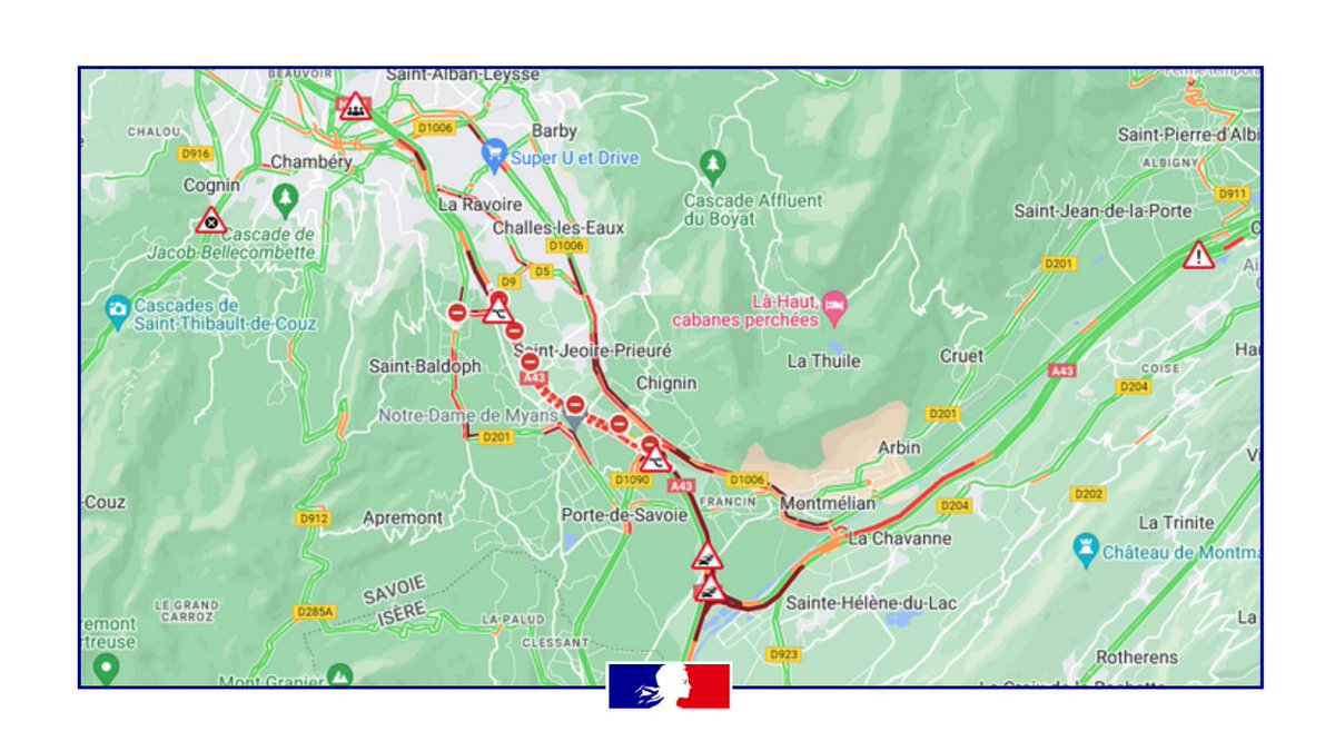 🟠 #Manifestations | Départ des tracteurs qui se trouvaient au péage de Chignin sur l’A43. Une opération de nettoyage est en cours pour permettre une réouverture en milieu d'après-midi. 👉 Prudence et patience sur les routes