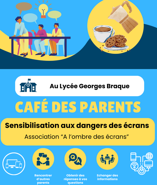 0950666h's tweet photo. Le #LPOGeorgesBraque organise, jeudi 1er février, un café des parents à destination de ses parents d'élèves sur le thème "sensibilisation aux dangers des écrans". 

#CESCE #Cafédesparents #Liaisonécoleparents https://t.co/hvKYA1PP3G