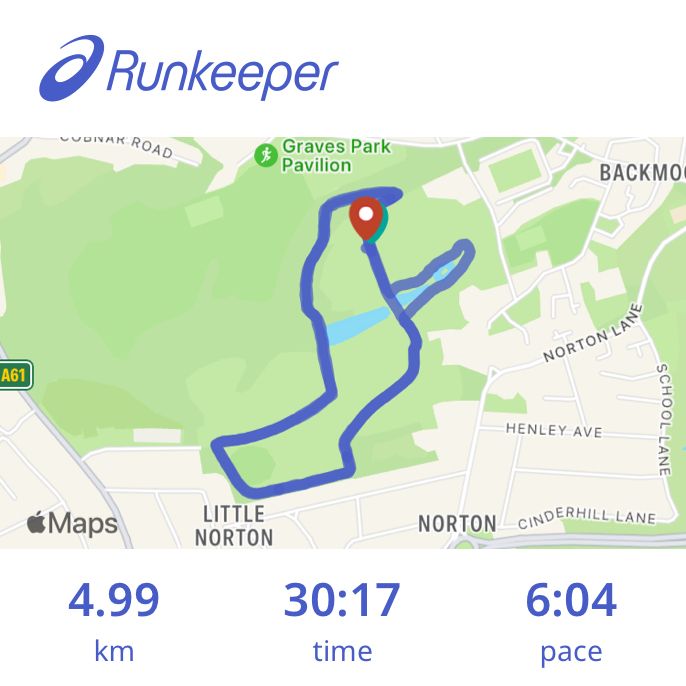 Park run in Graves Park Sheffield today. Pretty pleased with this time.