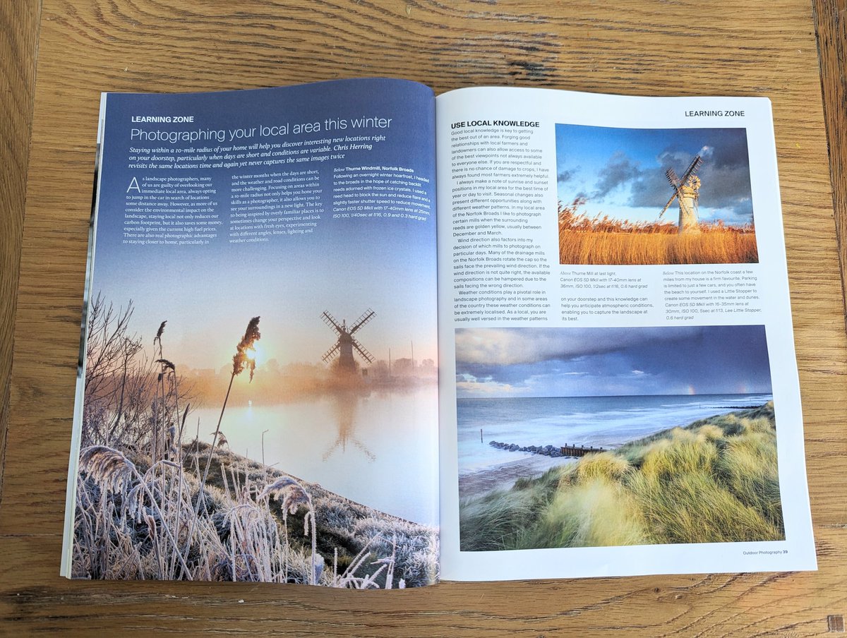 TheUKlandscape's tweet photo. Pleased to have a six page article in this month's Outdoor Photography magazine on Photographing your local area in the winter within a 10-mile radius of home. https://t.co/uTinuCYk2X