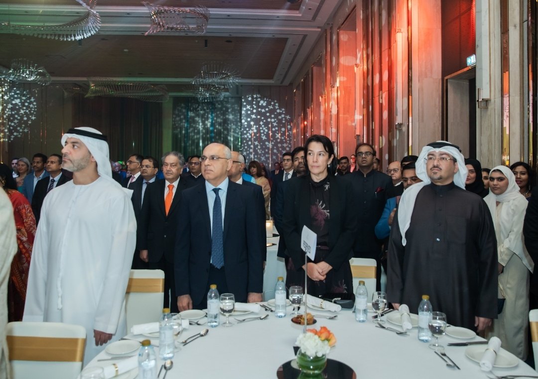 HE Omar Sultan Al Olama, UAE Minister of State for AI,Digital Economy &amp; Remote Work Applications graced the reception hosted in commemoration of the 75th Republic Day at Taj Exotica,ThePalmDubai.Members of Diplomatic Corps,UAE Govt officials,community members joined the evening.