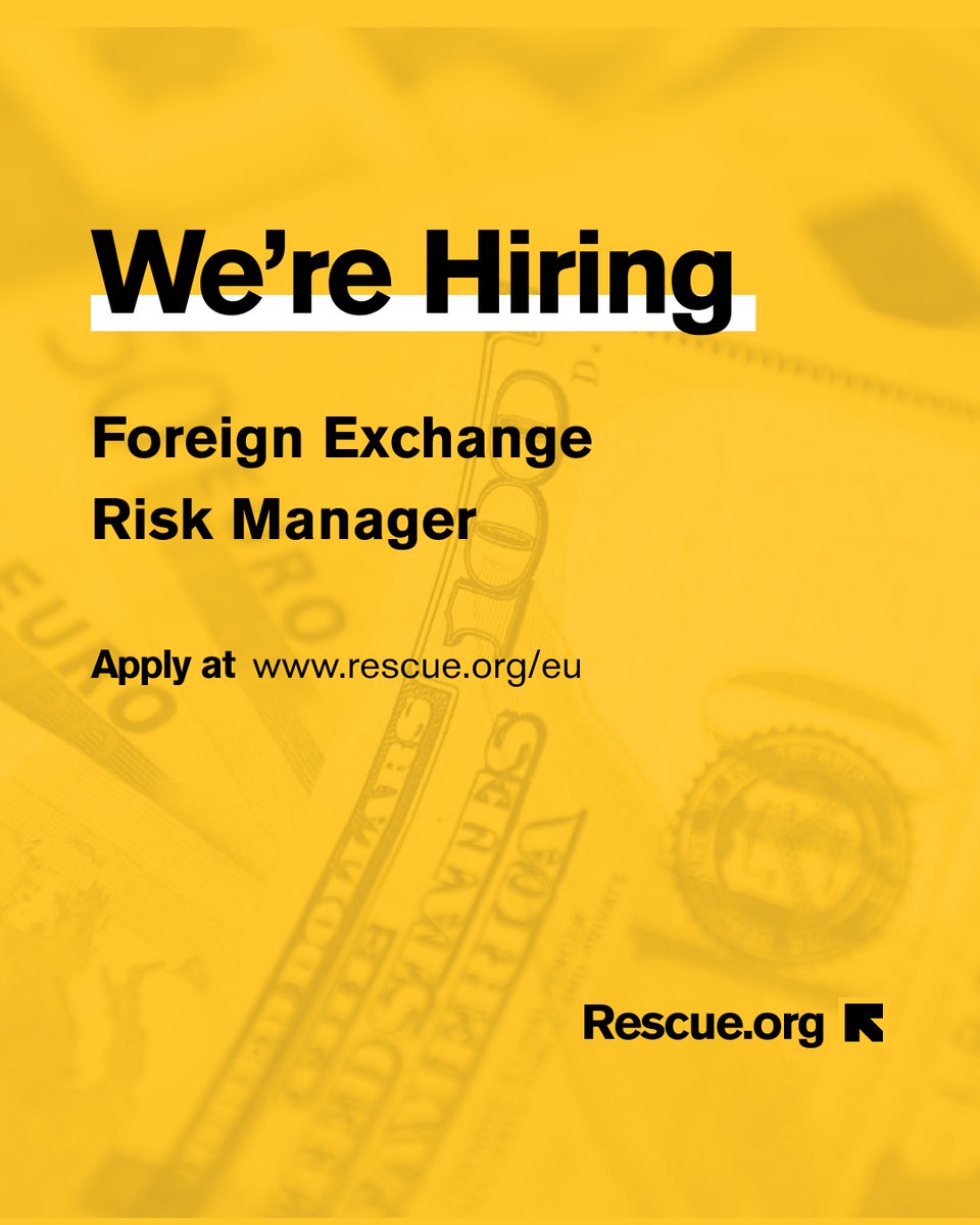 Deadline tomorrow: The IRC’s Brussels office is recruiting an FX Risk Manager responsible for managing foreign exchange risk and executing FX trades for the organisation.

This is a full-time, permanent position based in Brussels: careers.rescue.org/us/en/job/req4… #BrusselsJobs