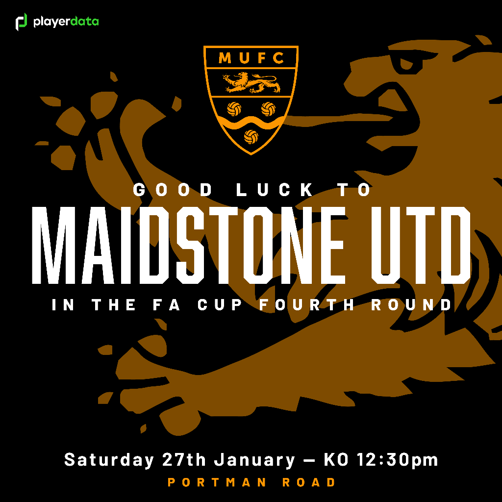 PlayerData's tweet photo. Good luck to @maidstoneunited for their #EmiratesFACup 4th Round match against @IpswichTown this afternoon 🙌
We'll be tuning into @BBC One to cheer you on! 📺🥳
#EmiratesFACup #football #PlayerDataCommunity https://t.co/o0DNIRsPjS
