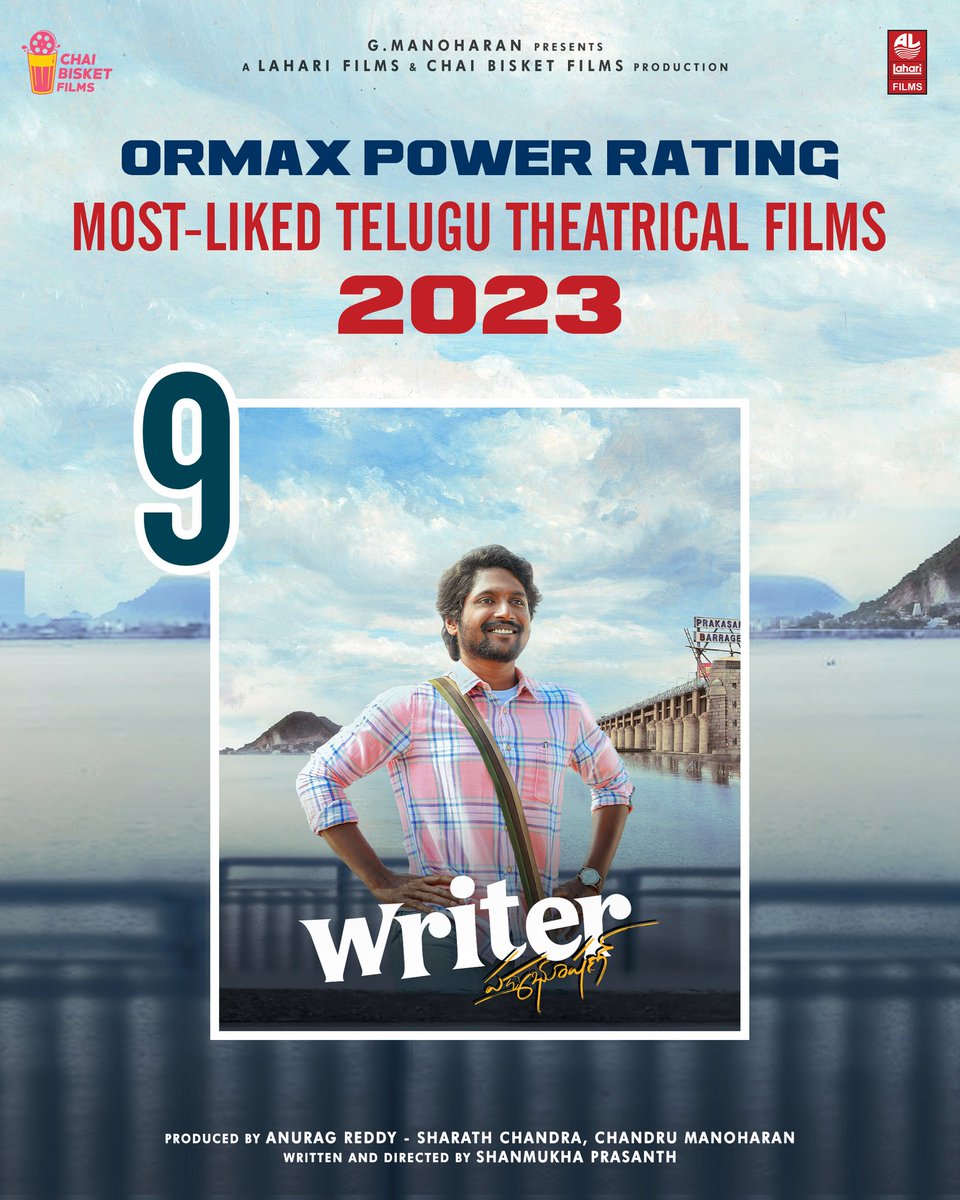 #WriterPadmabhushan features among the Top 10 most liked Telugu films of 2023 in the Ormax ratings ❤️‍🔥 Good content embraced by the Telugu audience once again ❤️ Good luck to our boy @ActorSuhas on the release of his next, #AmbajipetaMarriageBand ✨ @TinaShilparaj…