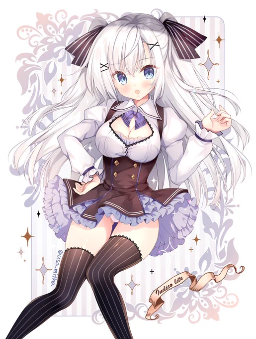 オリジナルの銀髪ちゃんです縦縞ニーソ好き 