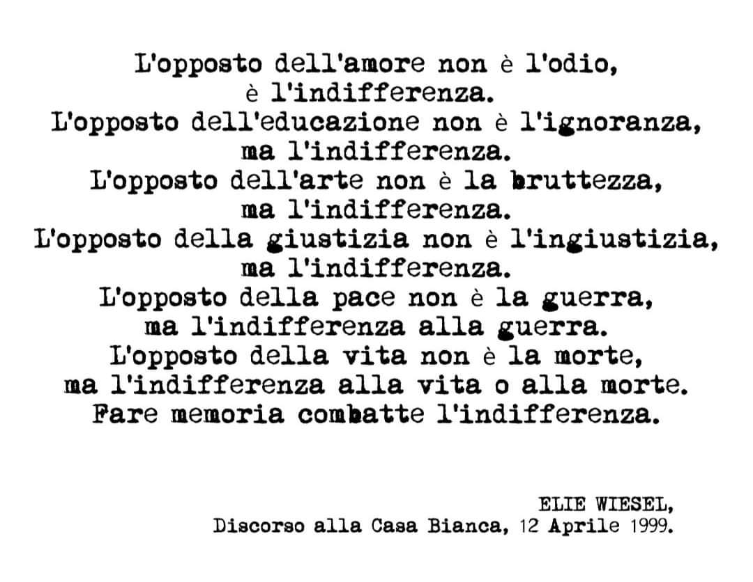 27 gennaio
Giornata della #memoria

... Perché “quelli che non sanno ricordare il passato, sono condannati a ripeterlo”.