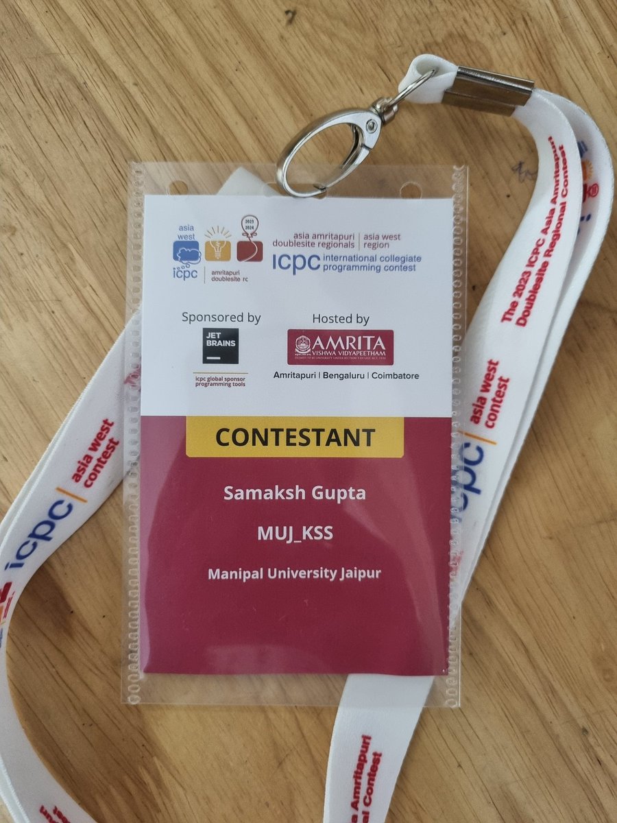 samakshgupta04's tweet photo. So happy and excited to attend ICPC 2023 Regionals at Amritapuri. 
The event is of 2 days held at Amrita Vishwa Vidyapeetham.

Also received awesome goodies ✨ https://t.co/SzdxUDbFoJ