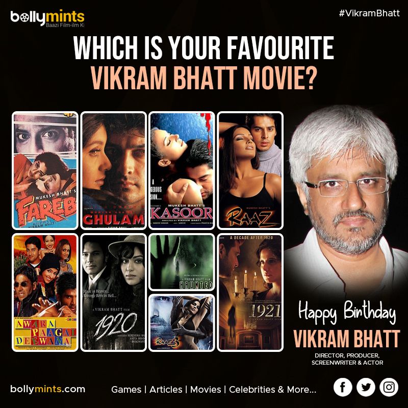 Wishing A Very Happy Birthday To Director & Producer #VikramBhatt Ji !
#HBDVikramBhatt #HappyBirthdayVikramBhatt #KrishnaBhatt #VikramBhattMovies
Which Is Your #Favourite Vikram Bhatt #Movie?