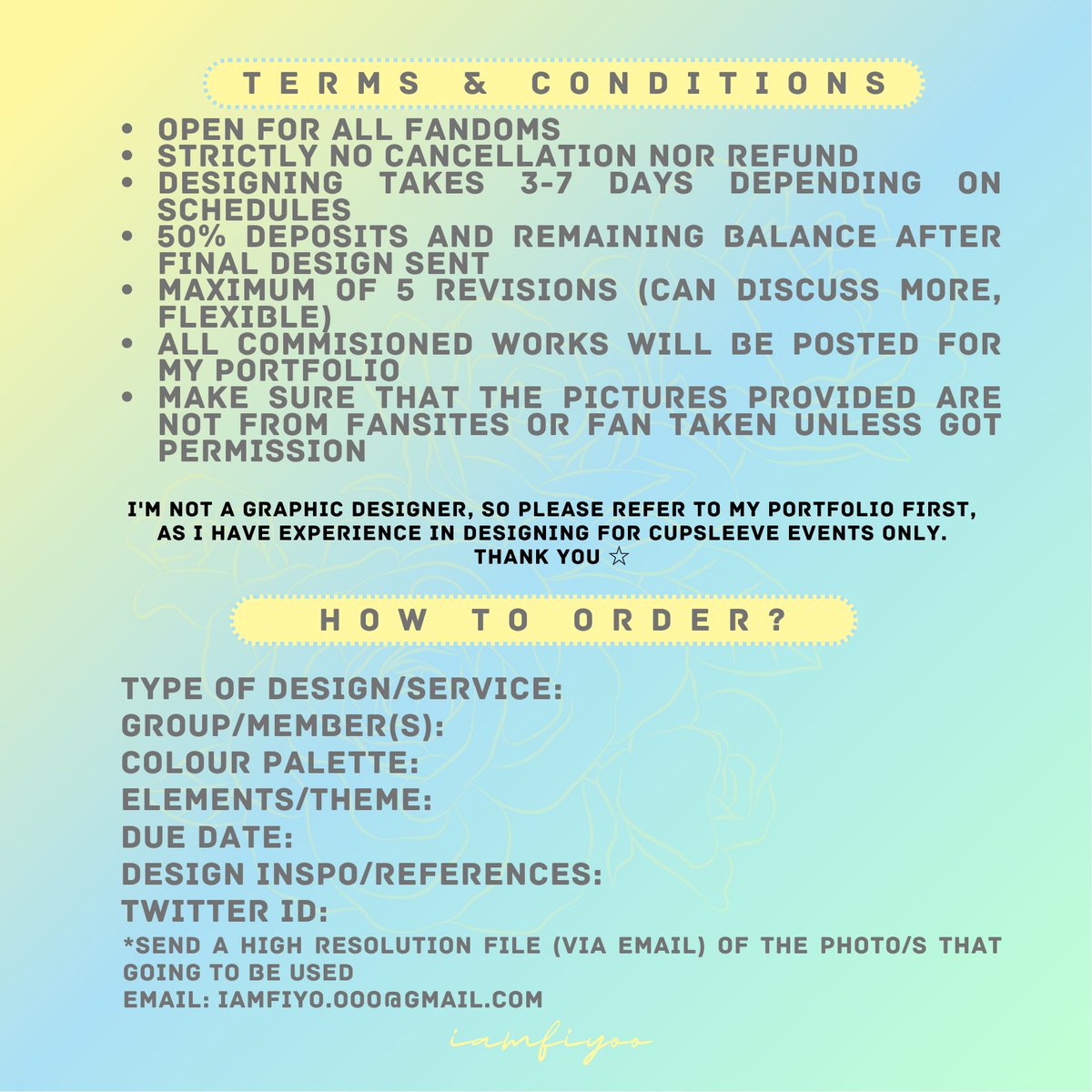 iamfiyoo's tweet photo. જ⁀➴ Hai, I’m opening a simple design commission for all fandom! If you have anything to ask, DM me ♥︎ Refer to the threads for the designs I have made from my previous cs events as an organizer, crew and also what I give out as freebies! ‧₊˚✩彡
#fiyodesigns https://t.co/Zki97CzVdp
