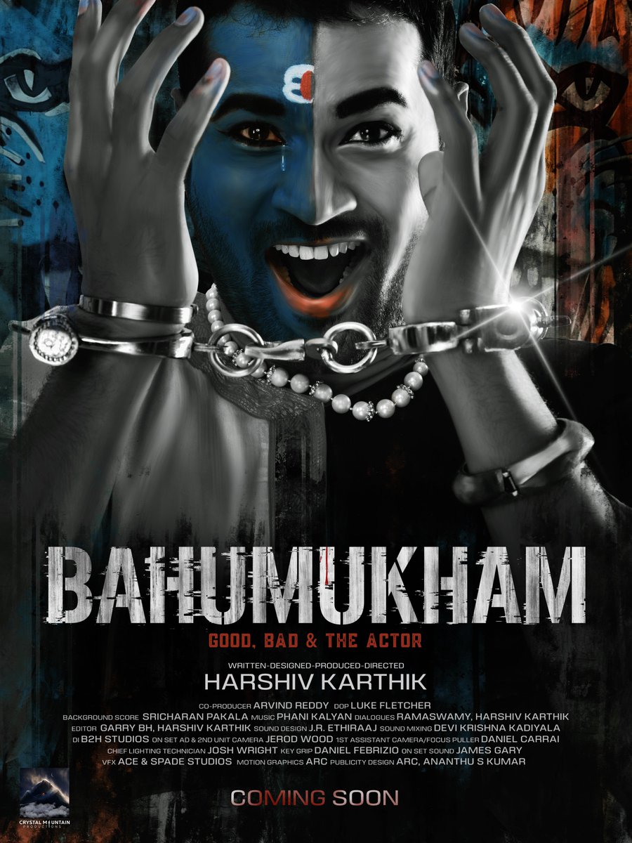 CMountainP's tweet photo. Made in USA 🇺🇸 
Assembled in INDIA🇮🇳 
100% Pakka Telugu Cinema 😎✊

@CMountainP Production No-1 Titled as #BAHUMUKHAM ~ Good, Bad &amp; The Actor 🔥

An Intense suspense thriller by @HarShivKarthik 🎬

Coming soon to surprise you ❤️‍🔥
Stay Tuned 💥

#SwarnimaSingh #MariaMartynova https://t.co/WbEhZVbeTJ