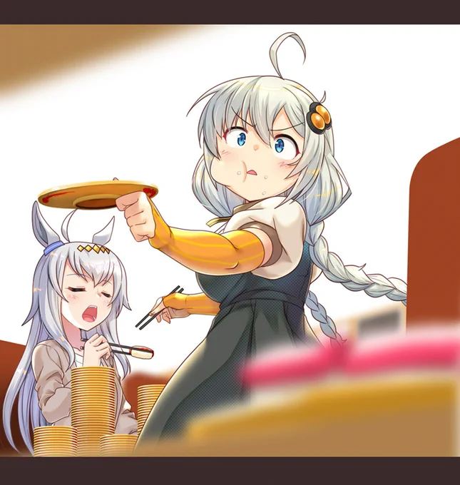 #女の子二人のイラストを貼る見た人もやる前に勝手にボイロとウマ娘組み合わせてた(・∀・)また描きたい 