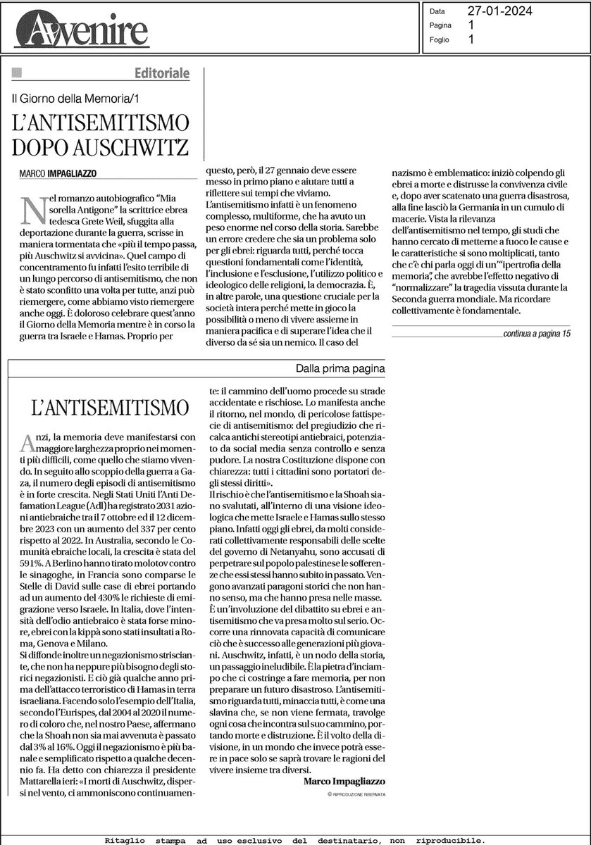 L’#antisemitismo dopo #Auschwitz. Una mia riflessione nella #GiornataDellaMemoria