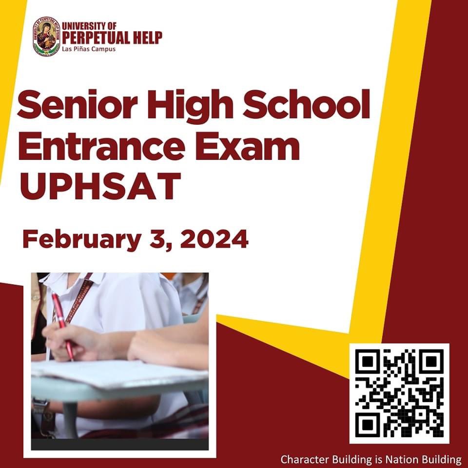 PerpetualLP's tweet photo. 🎗️ Start your journey to success and get ready for the next academic chapter! 

The UPHSD Senior High School are now open for registration for our entrance exams (UPHSAT) ✨📚 

To register pls click the link below or scan the QR code:

https://t.co/z0vx8ku7Pe

#SeniorHighSchool https://t.co/w5CgeKrlYo