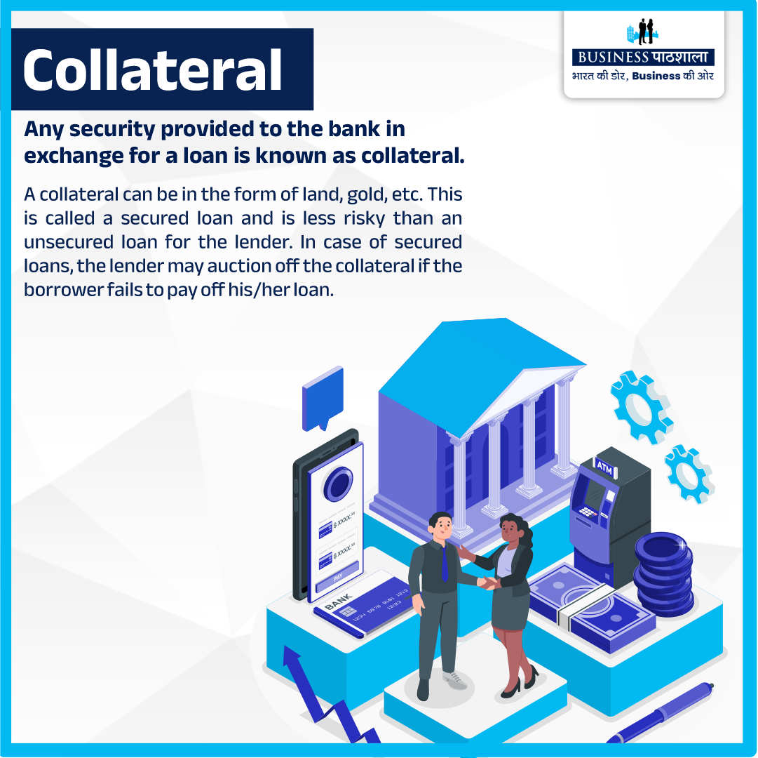 PathshalaLive's tweet image. Collateral refers to any asset pledged to a bank to secure a loan. Examples include land or gold, creating a secured loan with lower risk for the lender compared to unsecured loans. 
#successmindset #CollateralSecurity #SecuredLoan #assetbackedloan #lendingrisk #FinancialSecurity