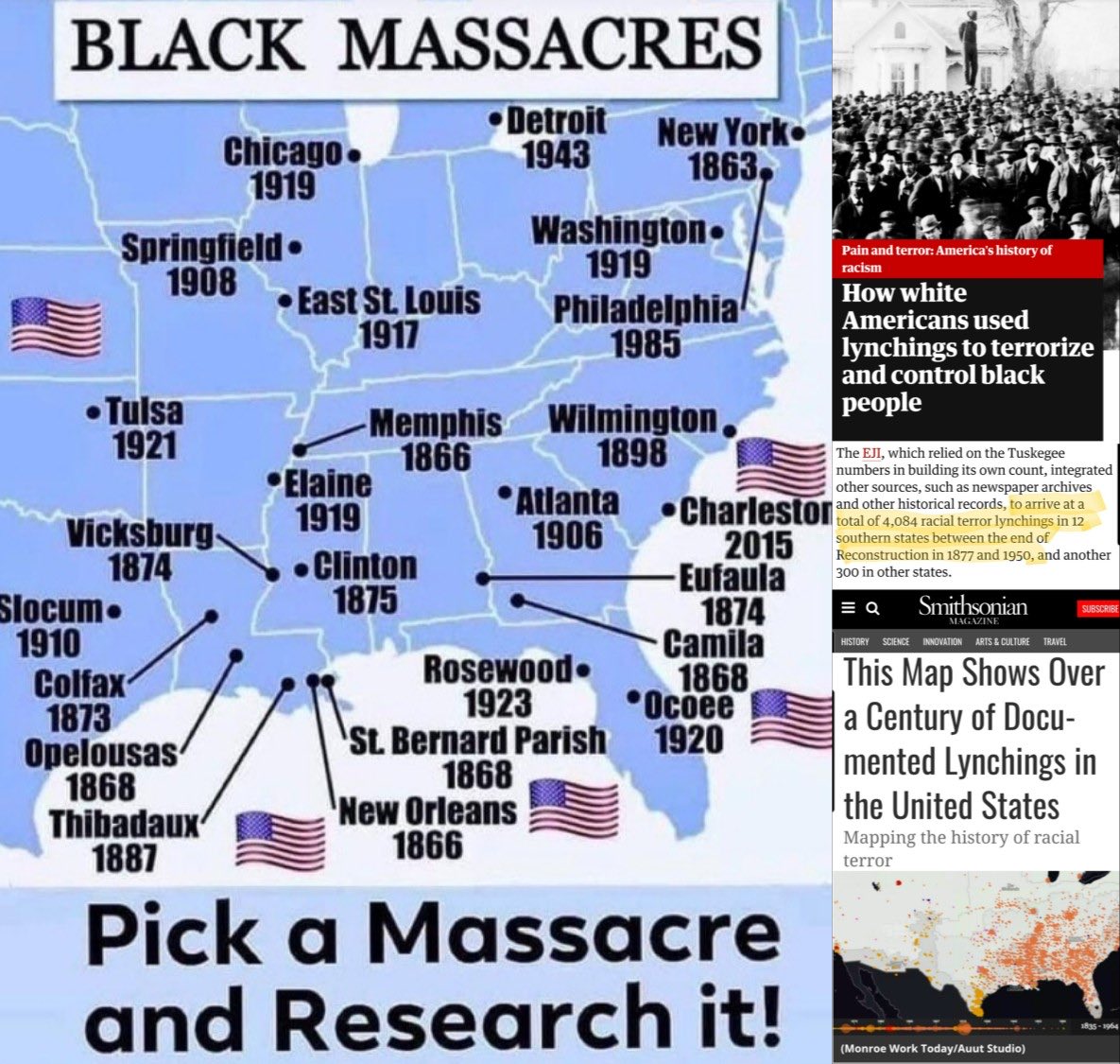 dijoni's tweet photo. They say America was never founded and racism and genocide. Slavery was a mistake.. Jim Crow did not exist. no such thing as racist America. https://t.co/MXTTxzuHdG