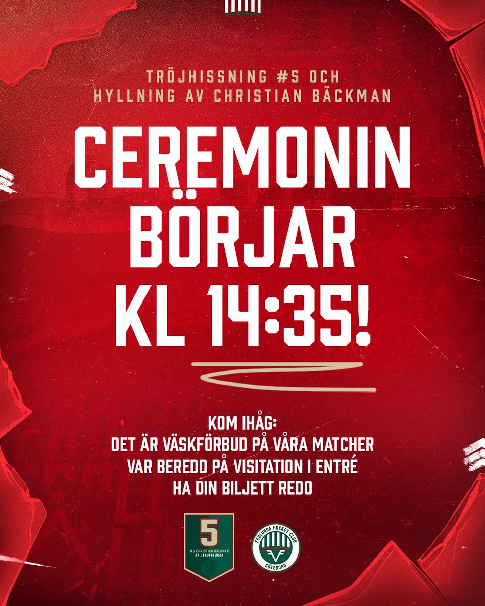 Vi ses i ett utsålt Scandinavium! Tänk på följande idag 👇