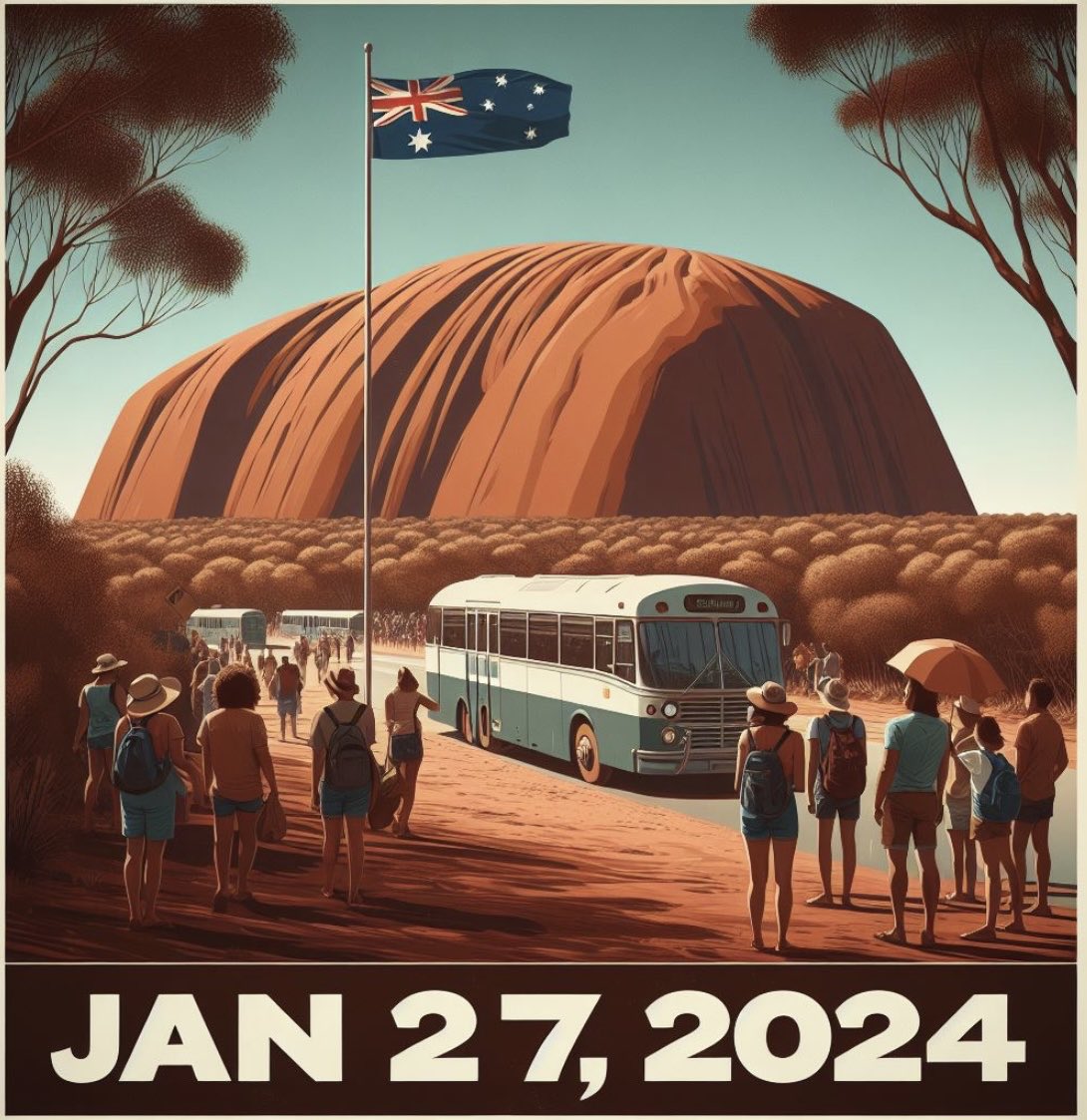 Daily poster. Ayer’s Rock, Australia. Respect for Uluru. No more climbing!
🇦🇺🦘

#AIartistcommunity #Get_StarryAI #ainksyai #DALLE3 #aiartcommunity  #digitalart #LeonardoAI_ #aiartist
#Australia #AyersRock #Uluru #AliceSprings #Crikey #Aboriginal