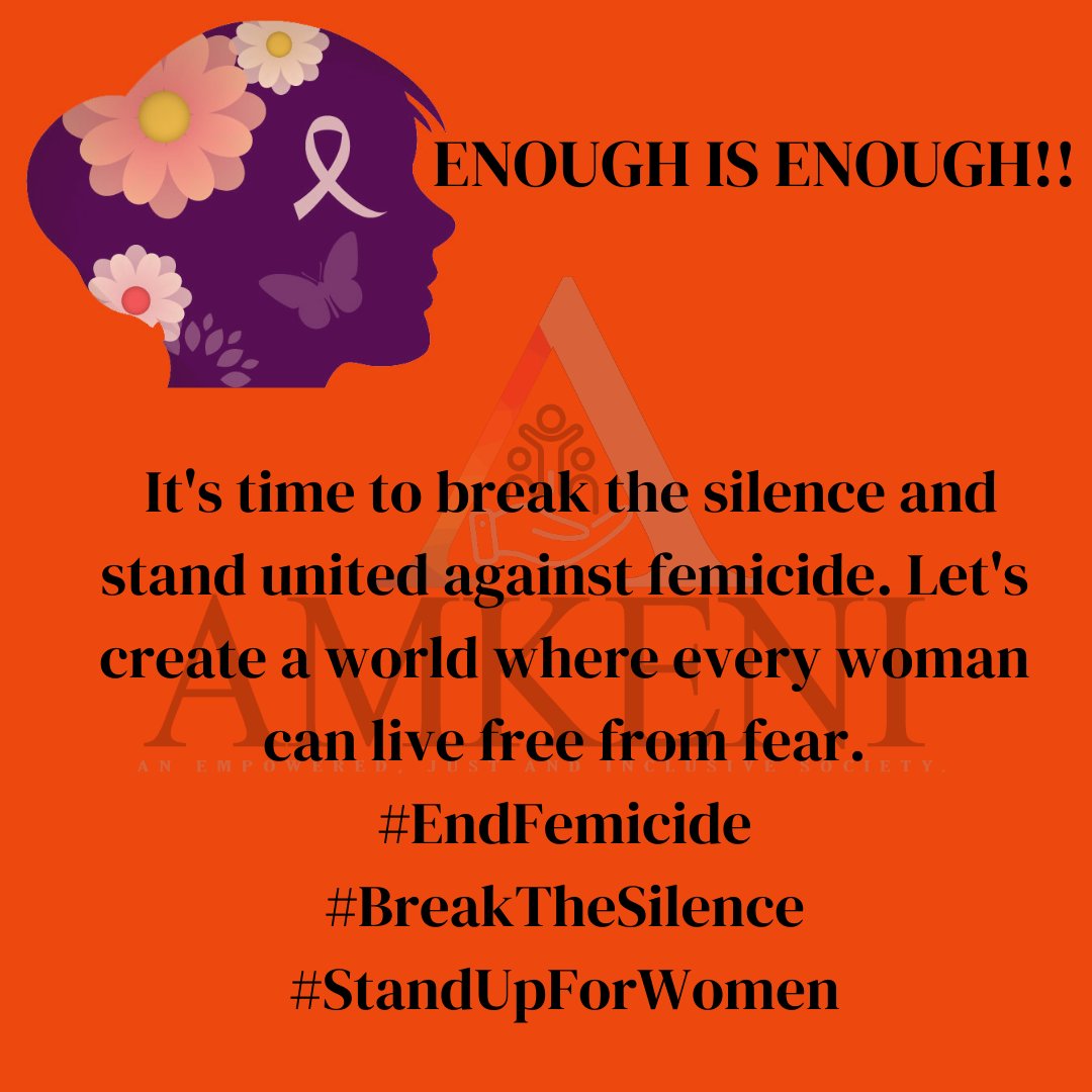 It's time to break the silence and stand united against femicide. Let's create a world where every woman can live free from fear.
#EndFemicide
#BreakTheSilence 
#StandUpForWomen