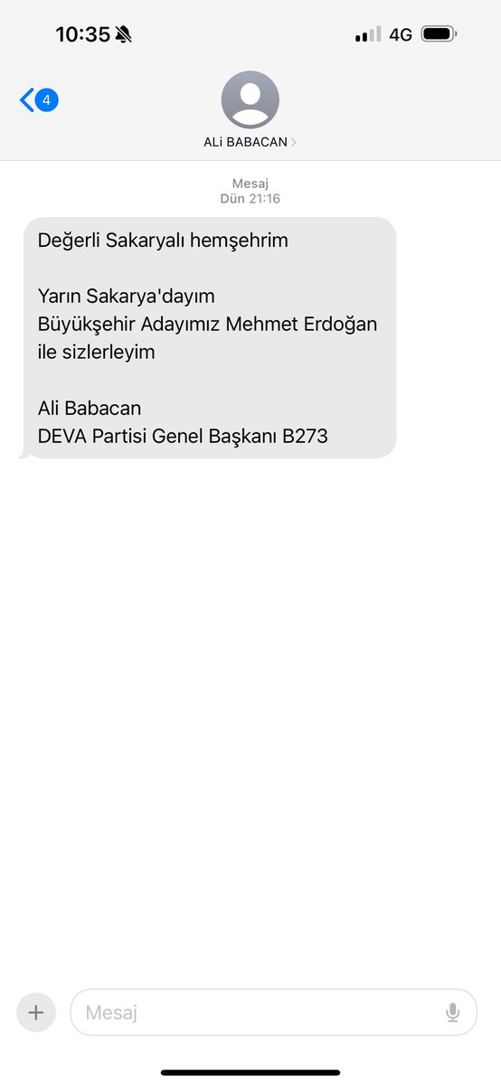 DuyanGeldi's tweet photo. @alibabacan Ben senin hemşerin değilim. Neden sms atıyorsun? Kimden izin aldın? https://t.co/6nEiWmYdc7