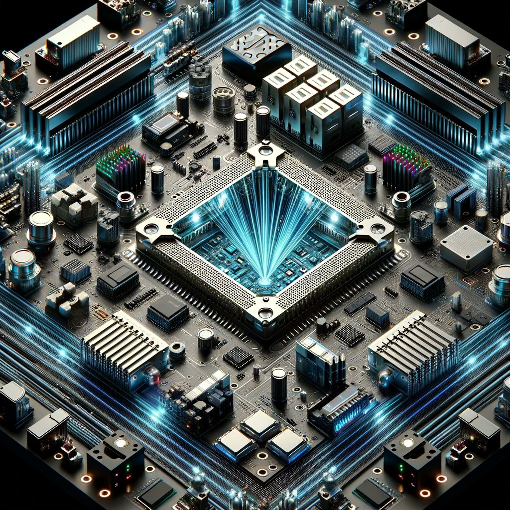 BlackcoinM's tweet image. Envision a next-gen optical computing mainboard, blending light-speed optics and electronics, plus wavefront shaping in multimode fibers. Unparalleled AI processing speed and efficiency, outperforming traditional CPUs and GPUs. #OpticalAI #TechRevolution 🌐💡🚀 @BrianRoemmele