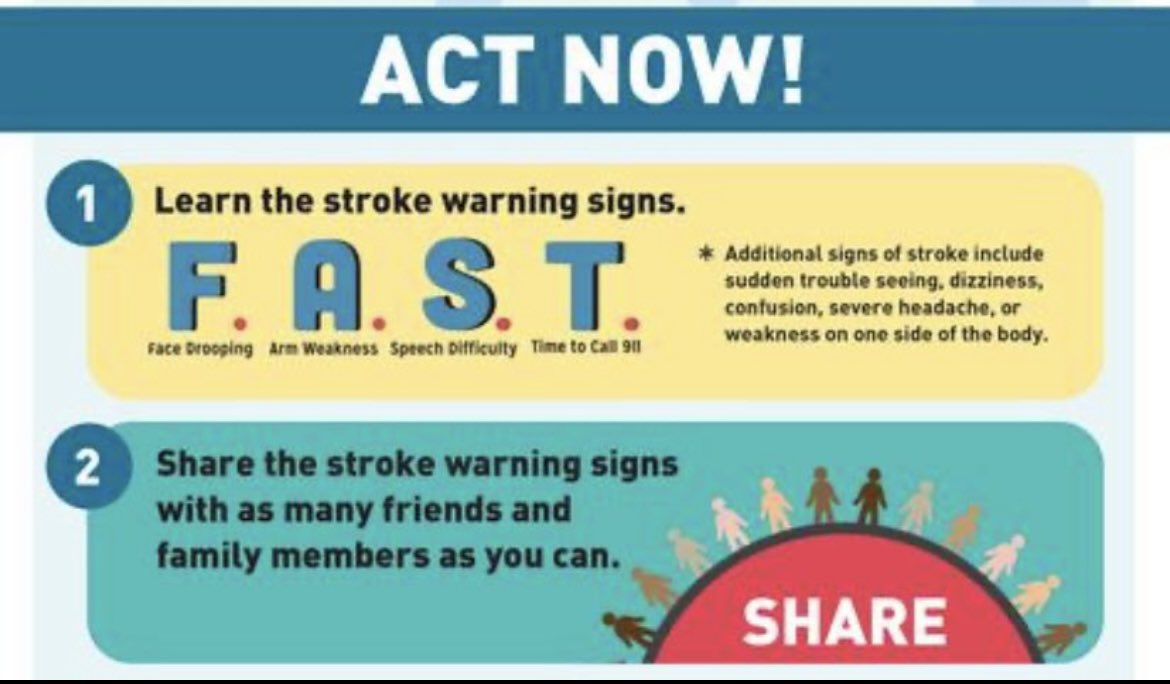 Christine Somerville (@christinesomer1) on Twitter photo Always think and act FAST. Time is 🧠and stroke can happen at any age! Always dial 999 if any symptoms. Always think and act FAST. Time is 🧠and stroke can happen at any age! Always dial 999 if any symptoms.