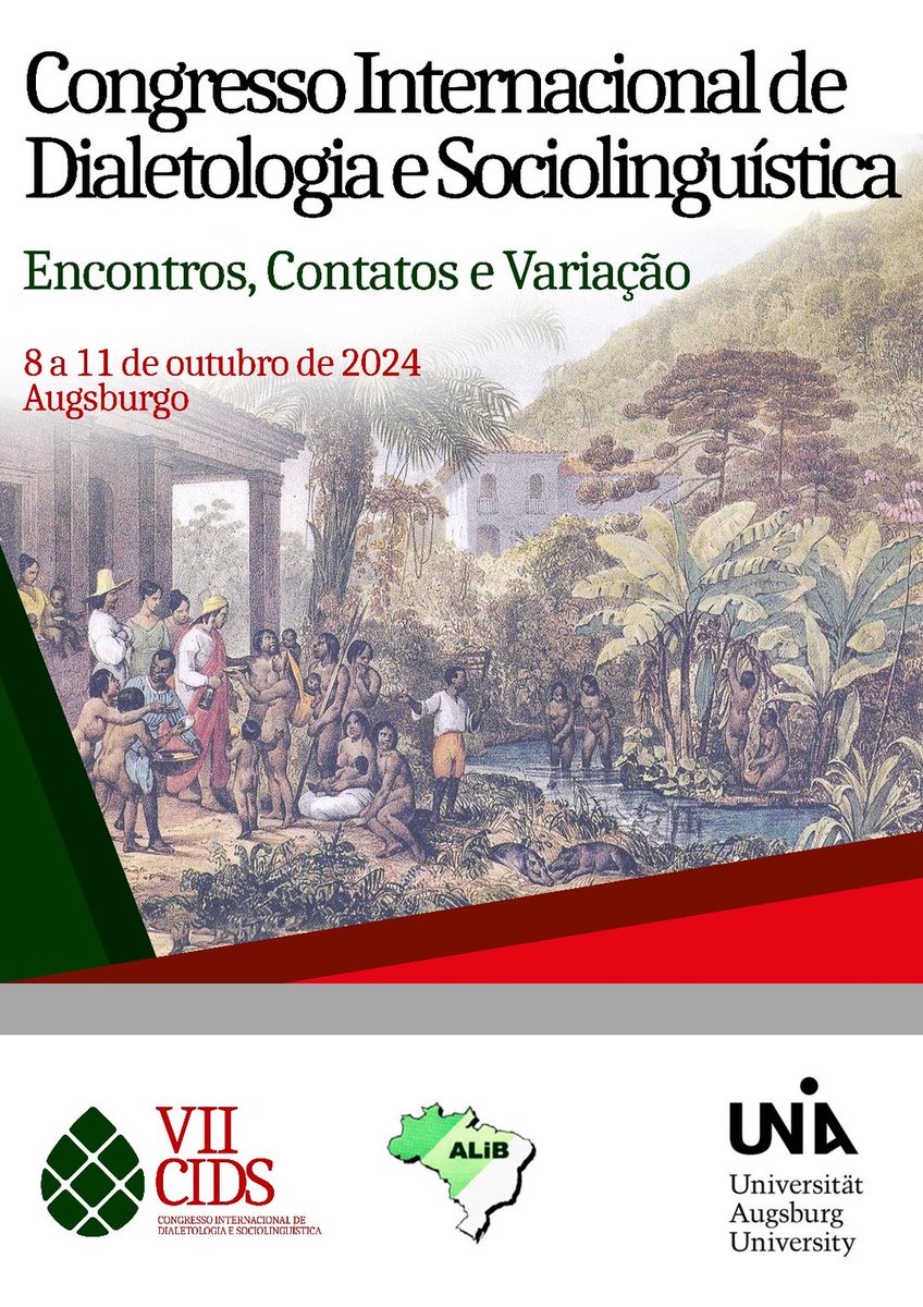 Joachim Steffen (@joachimsteffen) on Twitter photo Call for Papers
VII International Congress of Dialectology and Sociolinguistics (CIDS)
8 to 11 October 2024
Augsburg, Germany
Papers welcome in English, Portuguese, Galego, Catalan, Spanish, Italian, French, German
uni-augsburg.de/de/fakultaet/p… Call for Papers
VII International Congress of Dialectology and Sociolinguistics (CIDS)
8 to 11 October 2024
Augsburg, Germany
Papers welcome in English, Portuguese, Galego, Catalan, Spanish, Italian, French, German
uni-augsburg.de/de/fakultaet/p…