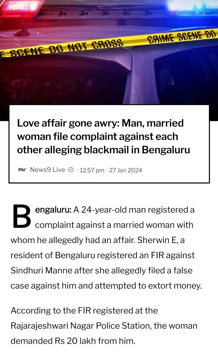 Another incident in which a married  women had a affair and later demanded 20 lakh and filed a false rape case against her boyfriend.
#womenareburden
#MenToo 
#biasedindianlaw
#MarriageStrike
#NoRepublicDay4Men