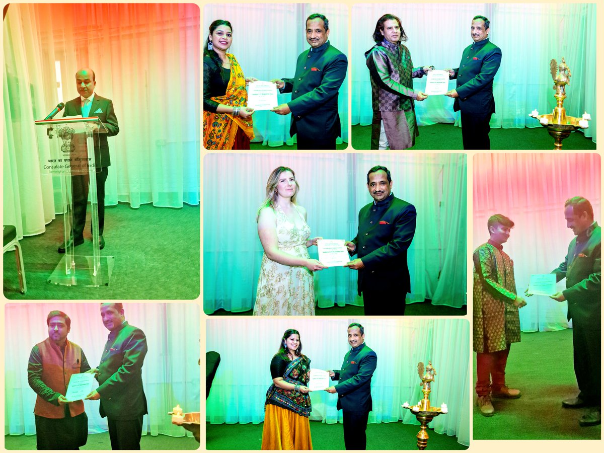 CGI_Bghm's tweet photo. We celebrated the 75th Republic Day with enlightening speeches & cultural program that reflected the richness of our Indian heritage with soul-stirring melodies, mesmerizing dances, & vibrant traditions of India! 🇮🇳 #CulturalSpectacle 🇮🇳🎉 #RepublicDay2024
@HCI_London @iccr_hq https://t.co/TRUmH7wauT