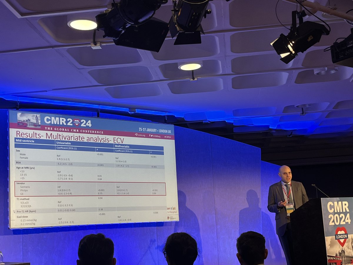 @MikeDiLorenzoMD presenting initial results from the pediatric multi center study yielding normative parametric mapping info in children including some telling new findings @SCMRorg #CMR2024