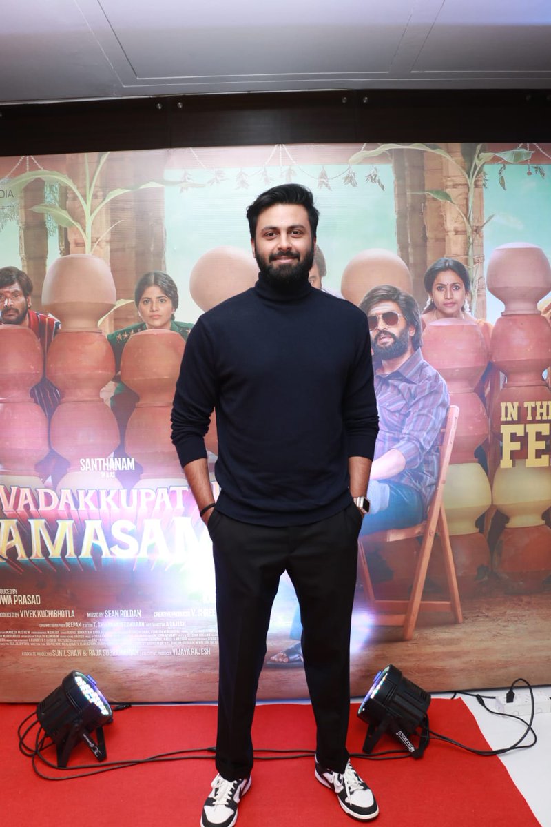 TeamAshwinKumar's tweet photo. Our man's pics from the Vadakkupatti Ramasamy Release Event❤️✨ 

@i_amak #AshwinKumar https://t.co/1NJVBOELsn