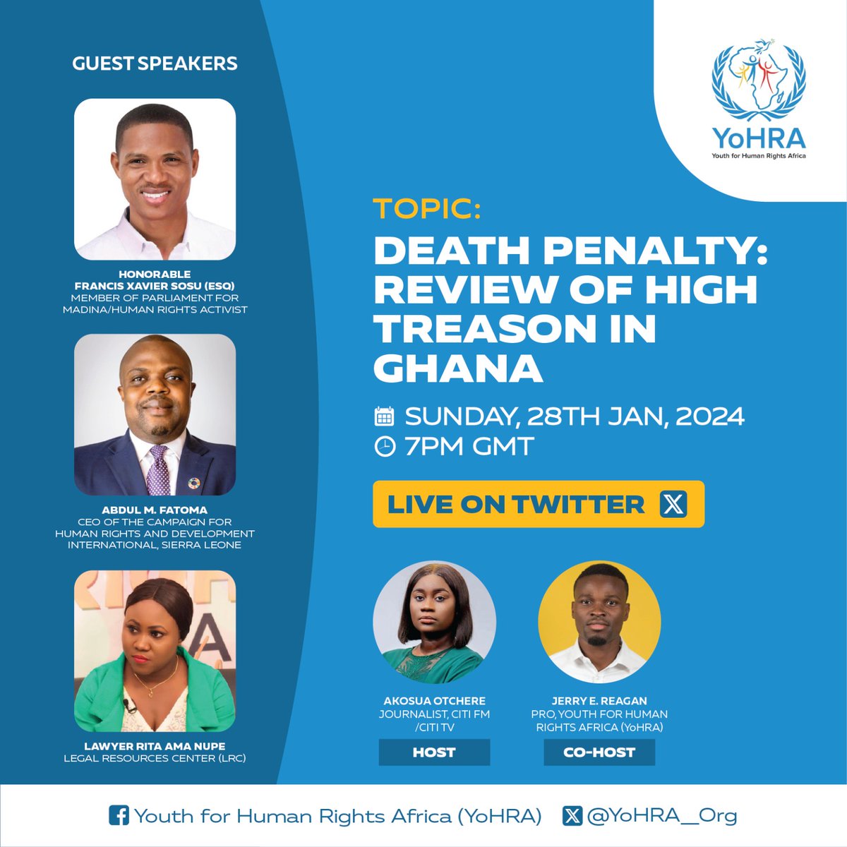 Unpacking Ghana's recent court decision to sentence six people to death. Let's engage in a thought-provoking dialogue on justice, human rights, and the way forward. Your voice matters! 
#YoHRA
#GhanaJustice #HumanRightsDialogue 🗣️✨