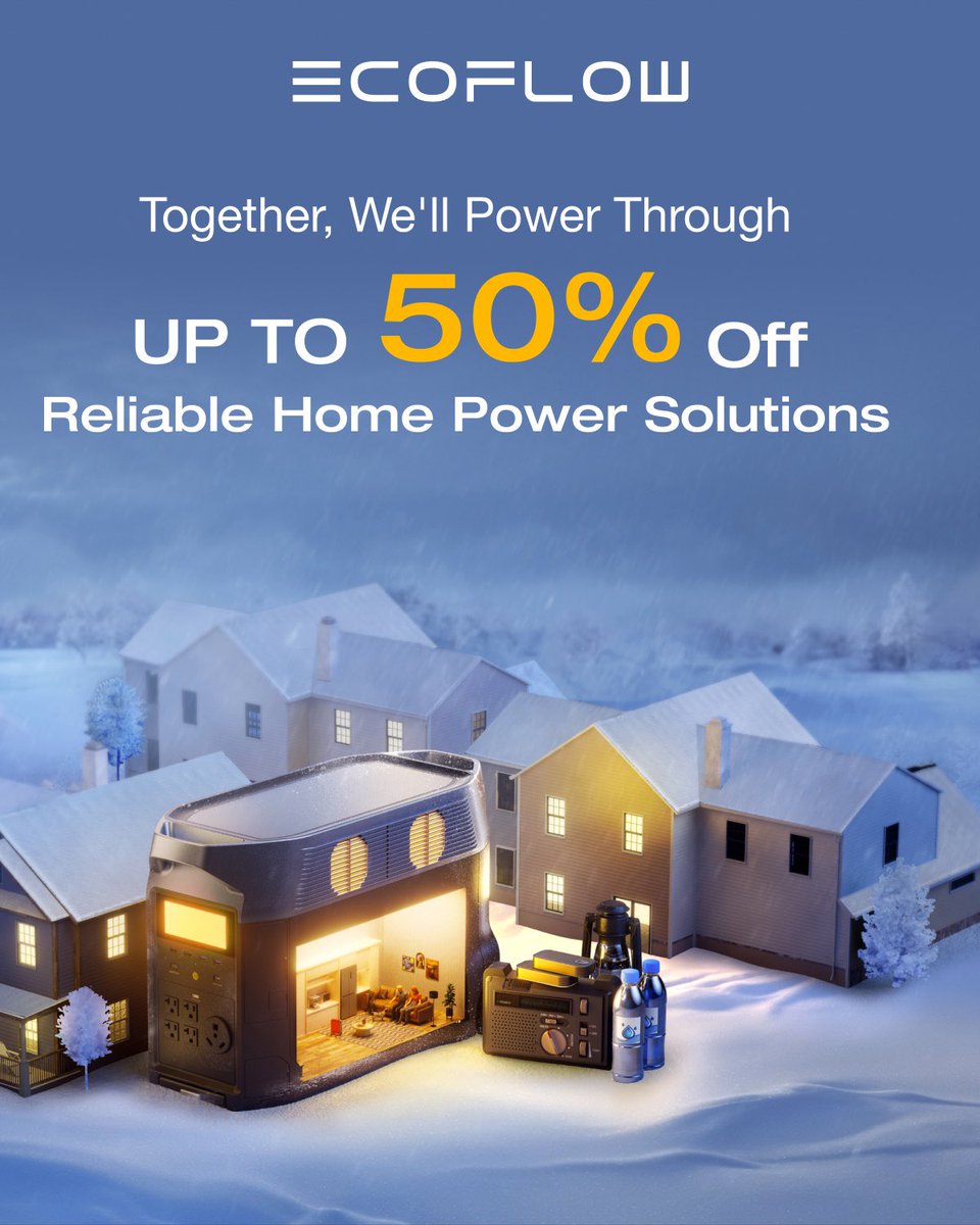 EcoFlowTech's tweet image. Power up for any occasion⚡️Our Home Backup Sale is on from 12am, Jan 25th to 11:59pm, Feb 8th (PST). Save up to 50% on #EcoFlowDELTAPro &amp;amp; #EcoFlowDELTA2Max, and more. Let&apos;s keep the warmth flowing！