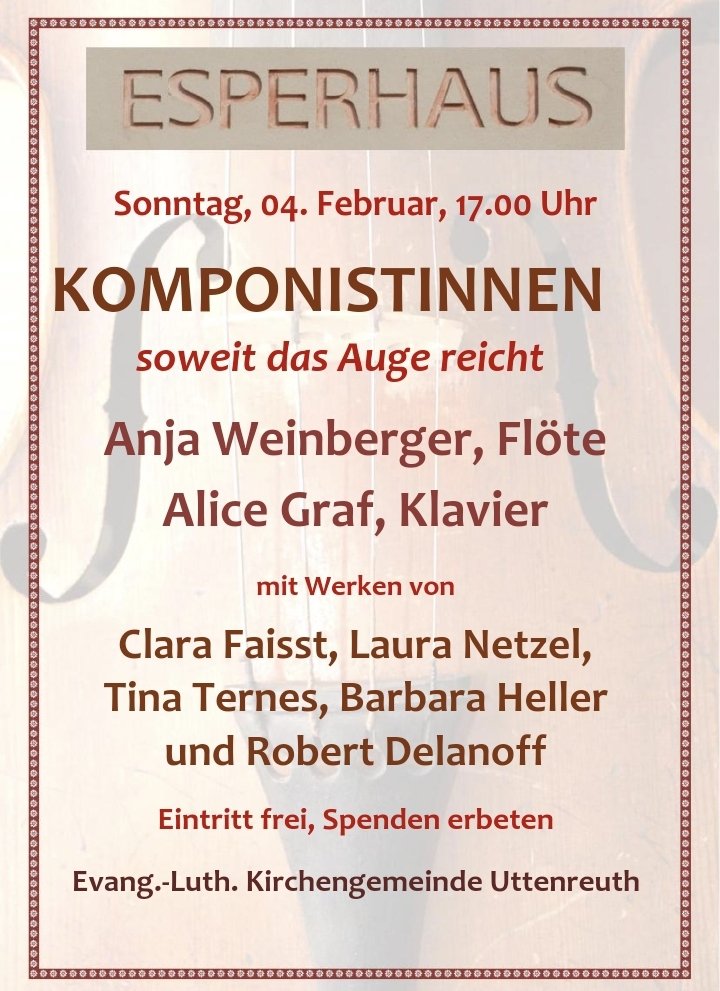 An diesem Wochenende hat unser neues Programm voller #Komponistinnen Premiere und schon nächste Woche kann man es auch hier in der Nähe von Erlangen hören. Herzliche Einladung!
#musik #neueMusik #künstlerin #musikerin #femalecomposers #flöte #flötenliteratur  #flötenmusik