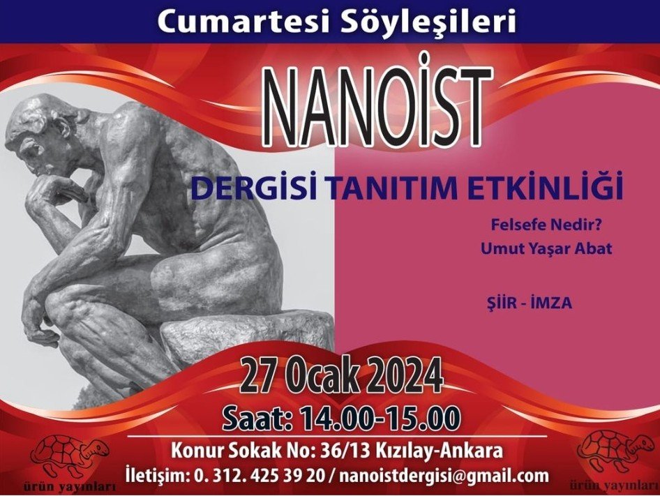 📣Dergi Tanıtımı 

📅27 ocak Cumartesi 
🕛14:00  15:00
🎟Ücretsiz