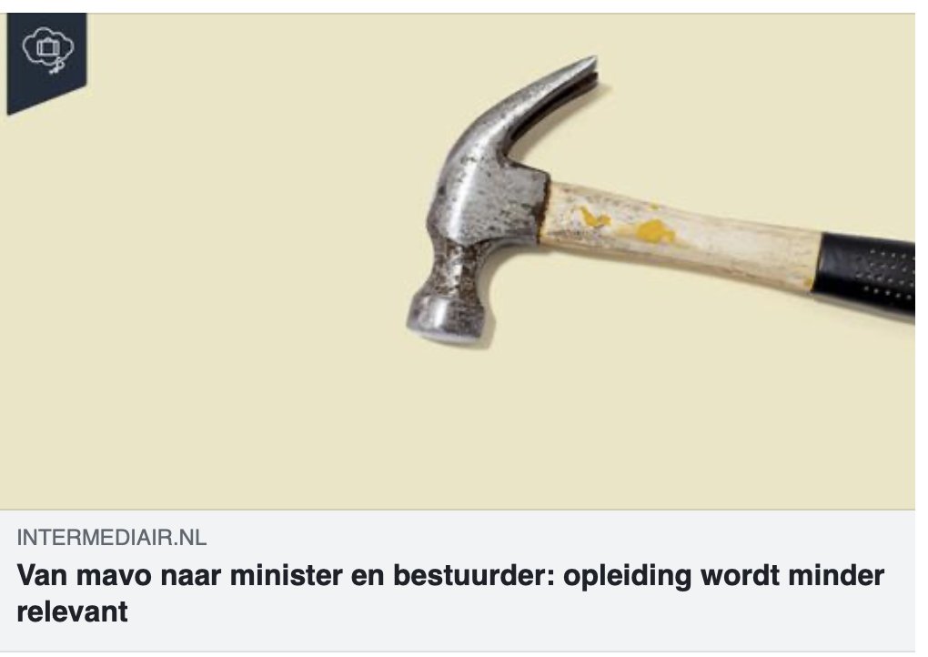 Jolan Douwes (@jolandouwes) on Twitter photo Van persvoorlichter naar timmerman en van bakker in spe naar minister. <a href="/Intermediair/">Intermediair</a> sprak met Gertjan Bennink, <a href="/Henkstaghouwer/">Henk Staghouwer</a> en mij over droombanen. 'De arbeidsmarkt draait steeds minder om ‘kennen’ en steeds meer om ‘kunnen’. Wat heb jij te bieden?’
intermediair.nl/werk-en-carrie… Van persvoorlichter naar timmerman en van bakker in spe naar minister. <a href="/Intermediair/">Intermediair</a> sprak met Gertjan Bennink, <a href="/Henkstaghouwer/">Henk Staghouwer</a> en mij over droombanen. 'De arbeidsmarkt draait steeds minder om ‘kennen’ en steeds meer om ‘kunnen’. Wat heb jij te bieden?’
intermediair.nl/werk-en-carrie…