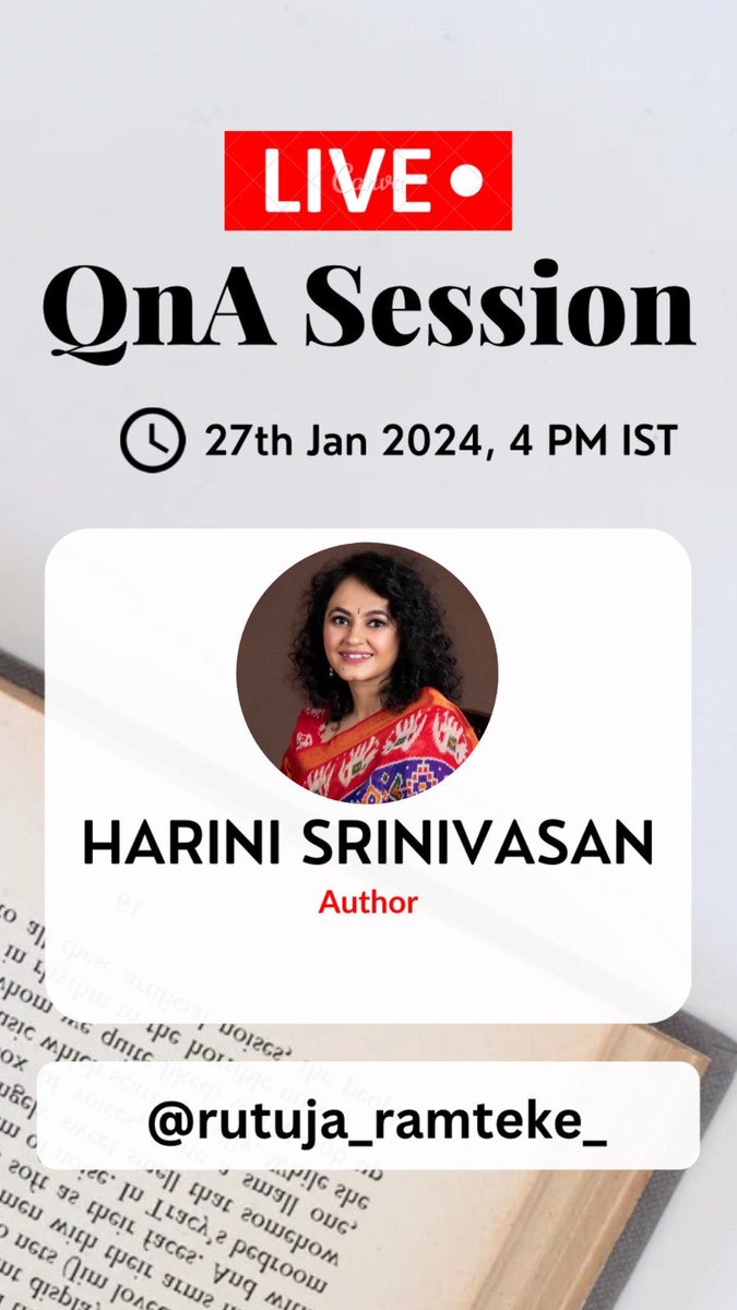 LipikaB's tweet photo. This happens today at 4pm

Tune into @rutuja_ramteke_ 
And 
@hsriniv12 handles

And catch Harini Srinivasan talk about history and murder mystery 

#guptaperiod #womenwriters #writerscommunity https://t.co/WnYBKrGR3C