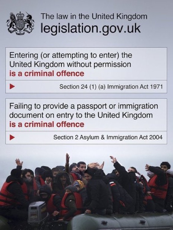 daveatherton's tweet photo. A reminder that all Channel migrants are illegal. https://t.co/NikBiNWxfz