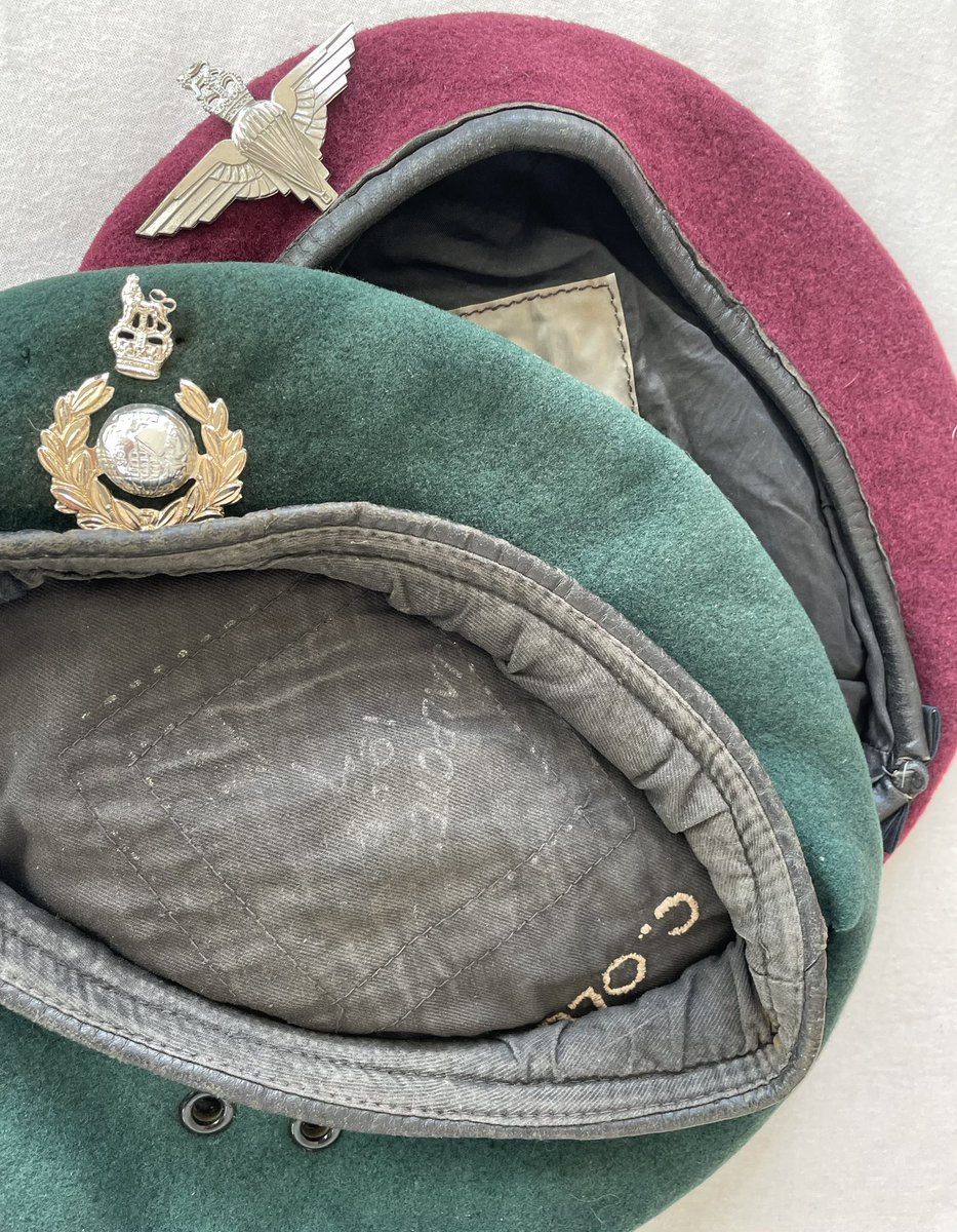 MilitariaMuseum's tweet photo. Hip hip #beret  These two #queenscrown beauties are getting ready to be exhibited in the museum. #para #parachuteregiment #royalmarine #commandos https://t.co/0mQMZQEQ7X