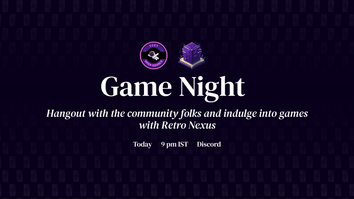 anamansari062's tweet image. hosting a fun game night for the folks at @tcetopensource at 9 pm IST today. 

ps: @hrishikesh_ai will give out AI roadmap 🤯

join the server: discord.gg/eJKwVfA8