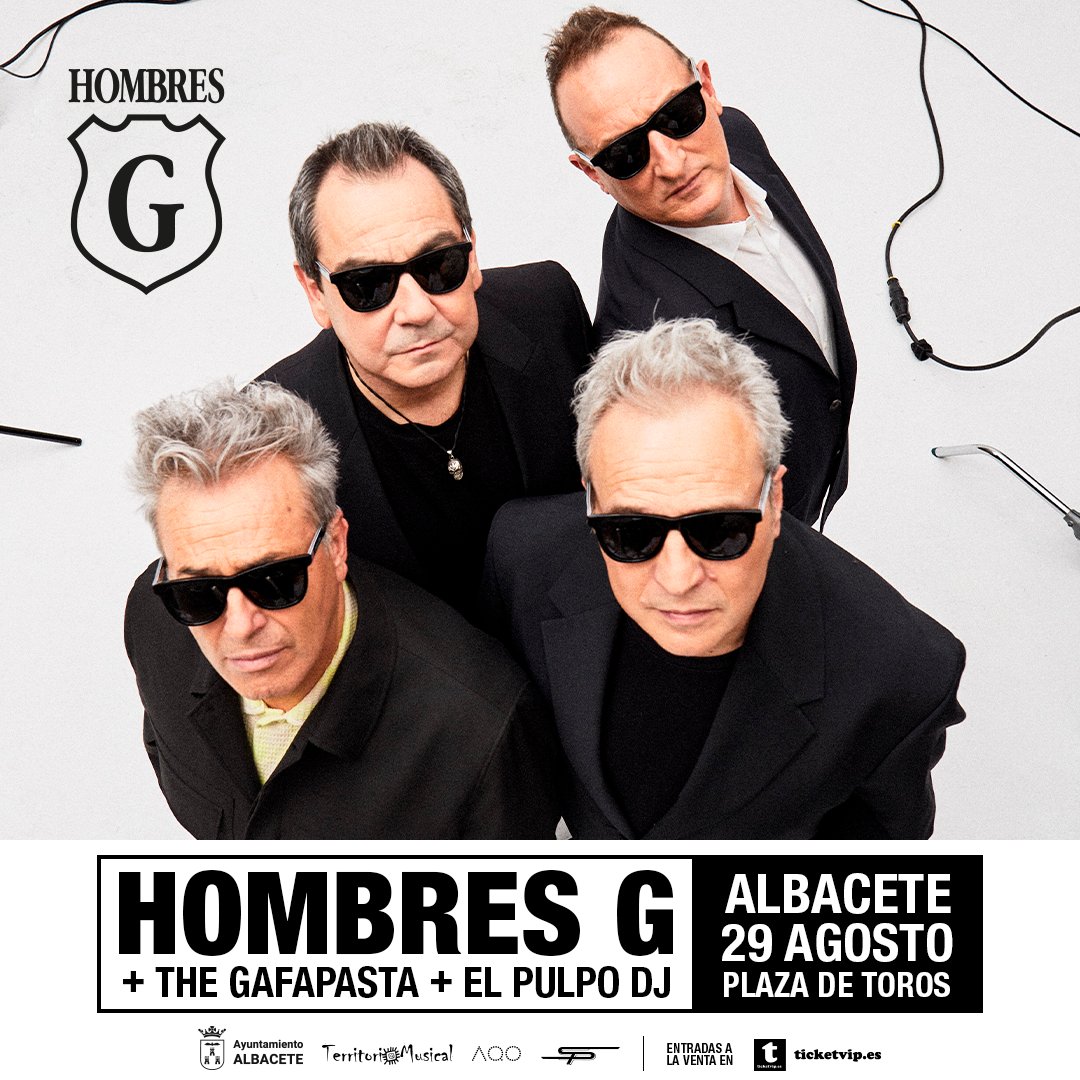 hombresgnet's tweet photo. #PróximosConciertos 

¡ALBACETE! 
@HombresG en concierto junto a  @TheGafapasta El Pulpo DJ 

📆 29 de agosto 2024
🎫 Entradas a la venta en @ticketvip 👇
https://t.co/s8bWDn70tx 

@DavidSummersHG 
@Dani_Mezquita 
@rafahg
@JaviMolinaHG 
@ESQUIMALHG

#HombresG40Años https://t.co/eyZ0t1Yqjv